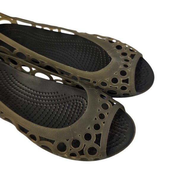 CROCS Womens Adrina Cut Out Ballet Flats, Slip On, Rubber, Comfort, Size 8 - Picture 5 of 7